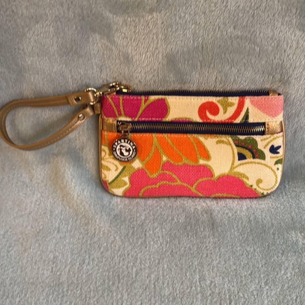 Spartina 449 Women's Floral Wristlet - Pink, Orange, Gold - Picture 3 of 16
